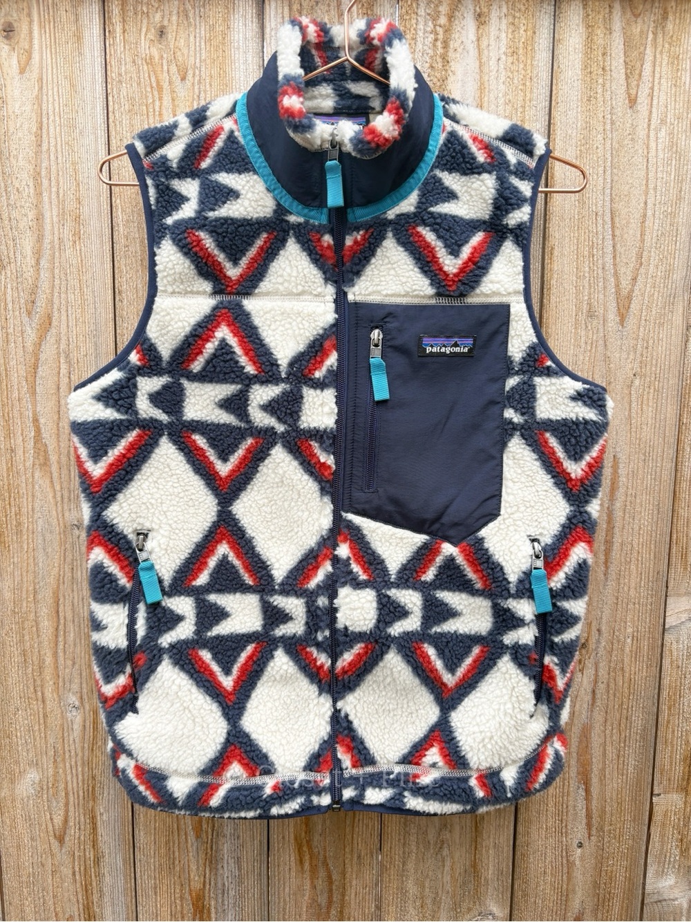 Patagonia Classic Retro-X Fleece Vest Size Small Brass Hawk Smolder Blue Sherpa‎ - Picture 3 of 14